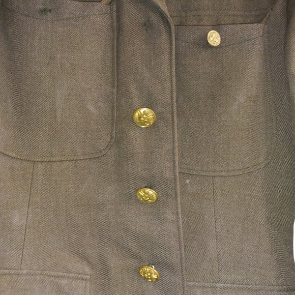 VTG WWII Military Jacket Wool Uniform Scovill MFG Waterbury Eagle Buttons Patch - Picture 4 of 16